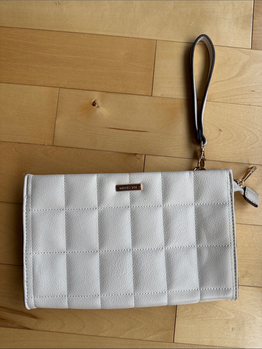 Rachel Zoe White Quilted Wristlet Clutch